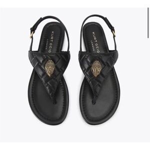Kurt Geiger LondonKensington Quilted Black Ornament Flat Slingback Sandal 9.5